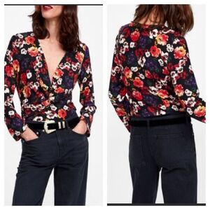 Zara Floral Bodysuit - Red and Black